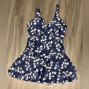 Women’s Navy and white Swim Dress Swimsuit by Summer Mae XXL